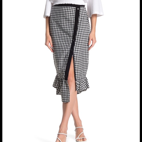 BCBGeneration Gingham check Tiered midi Skirt - Picture 1 of 9